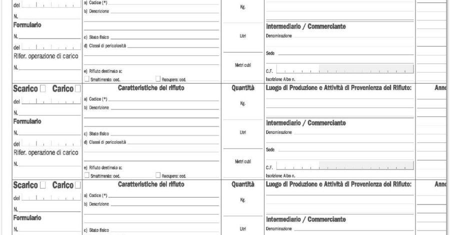 registro di carico e scarico rifiuti